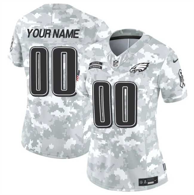 Womens Philadelphia Eagles Active Player Custom 2024 F.U.S.E Arctic Camo Salute To Service Limited Stitched Jersey(Run Small)